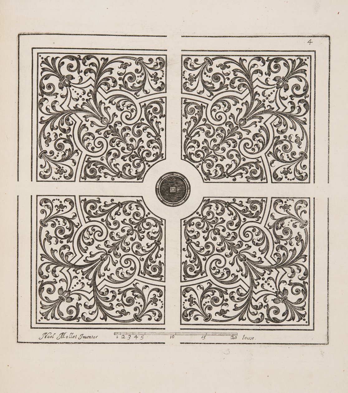 Design for Parterre, fra Theatre des Plans et Jardinages, pub.1652 af Noel Mollet