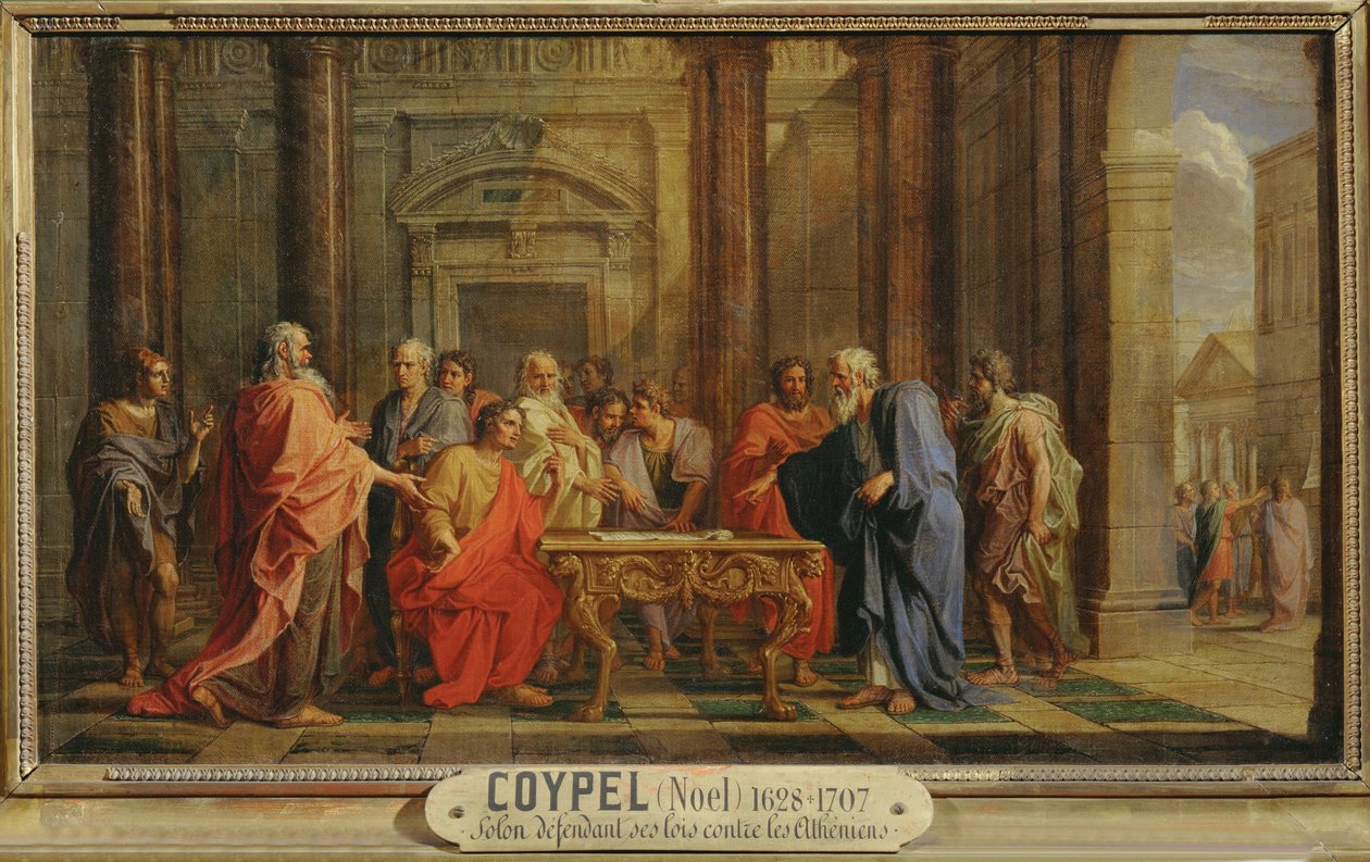 Solon soutenant la justice de ses lois contre les objections des Atheniens - Solon opretholder sine love mod athenernes indvendinger ... af Noël Coypel