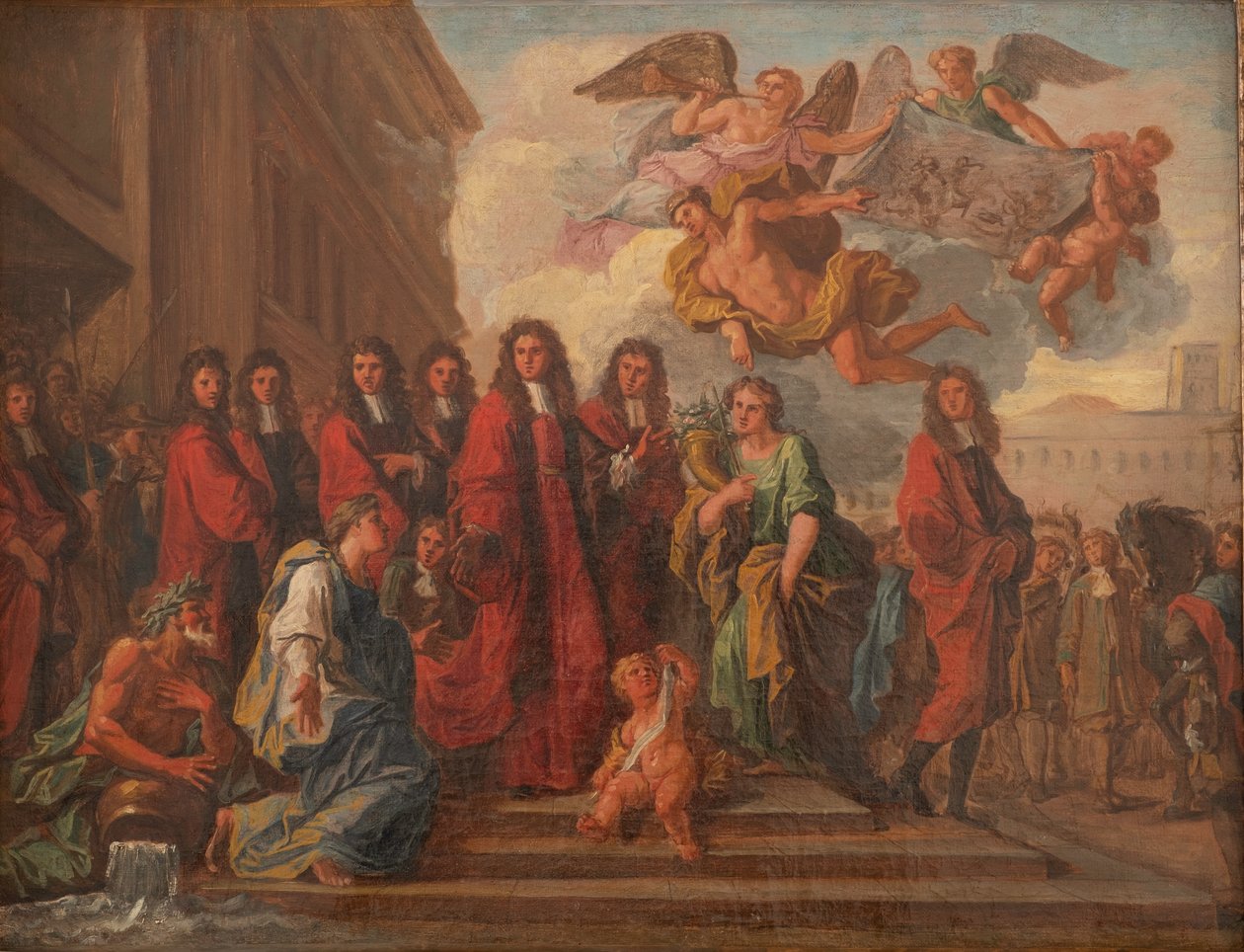 Rådmændene i Paris forlader Hotel de Ville til Notre Dame for at takke efter Seneffes sejr i 1674, ca. 1681 (olie på lærred) af Noël Coypel