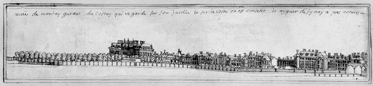 Montagu House, ca. 1700 (pen og blæk) af Noel Gasselin