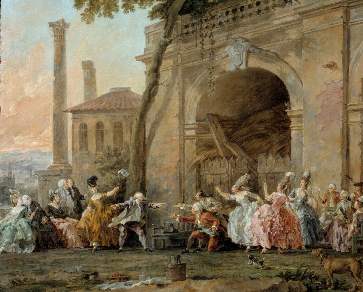 Colin-aillard, detaljer om spillerne af colin aillard. Maleri af Christmas Halle (1711-1781), ca. 1770-1780. Olie på lærred. Amiens, Musee De Picardie af Noel Halle