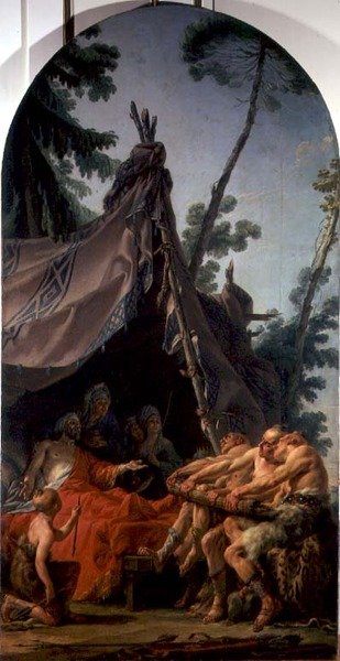 Kongen af Scythia på sit dødsleje beder sine sønner om at forsone sig, ca. 1767 (olie på lærred) af Noel Halle