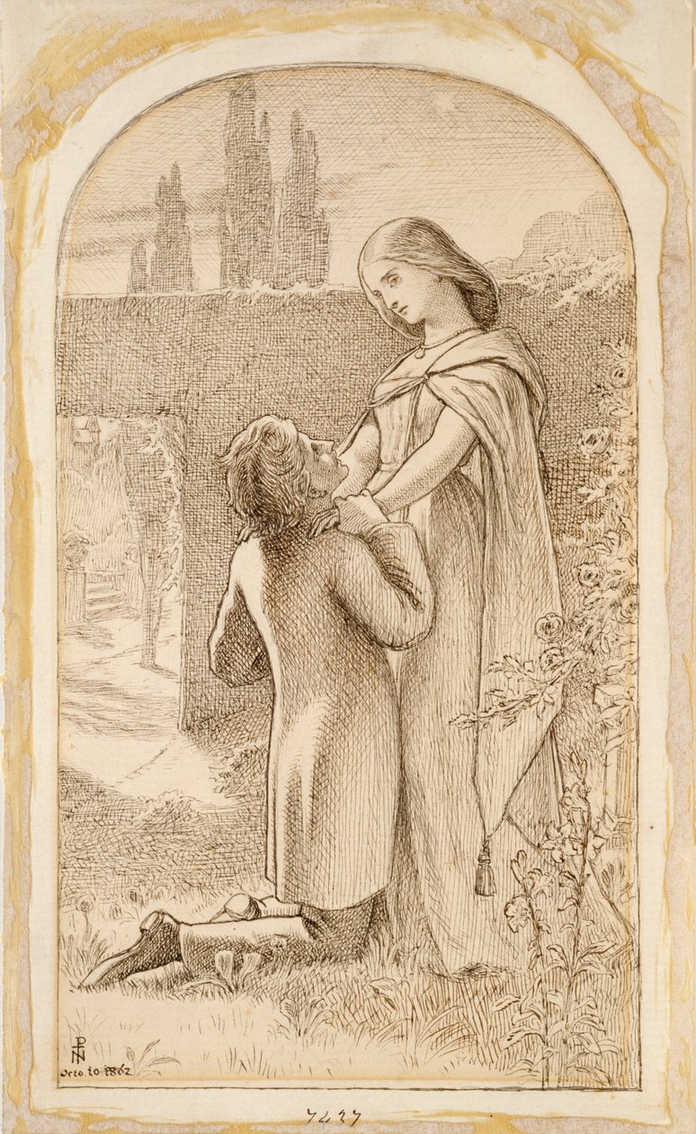 To elskende i en stjernebelyst have, 1862 af Noel Paton
