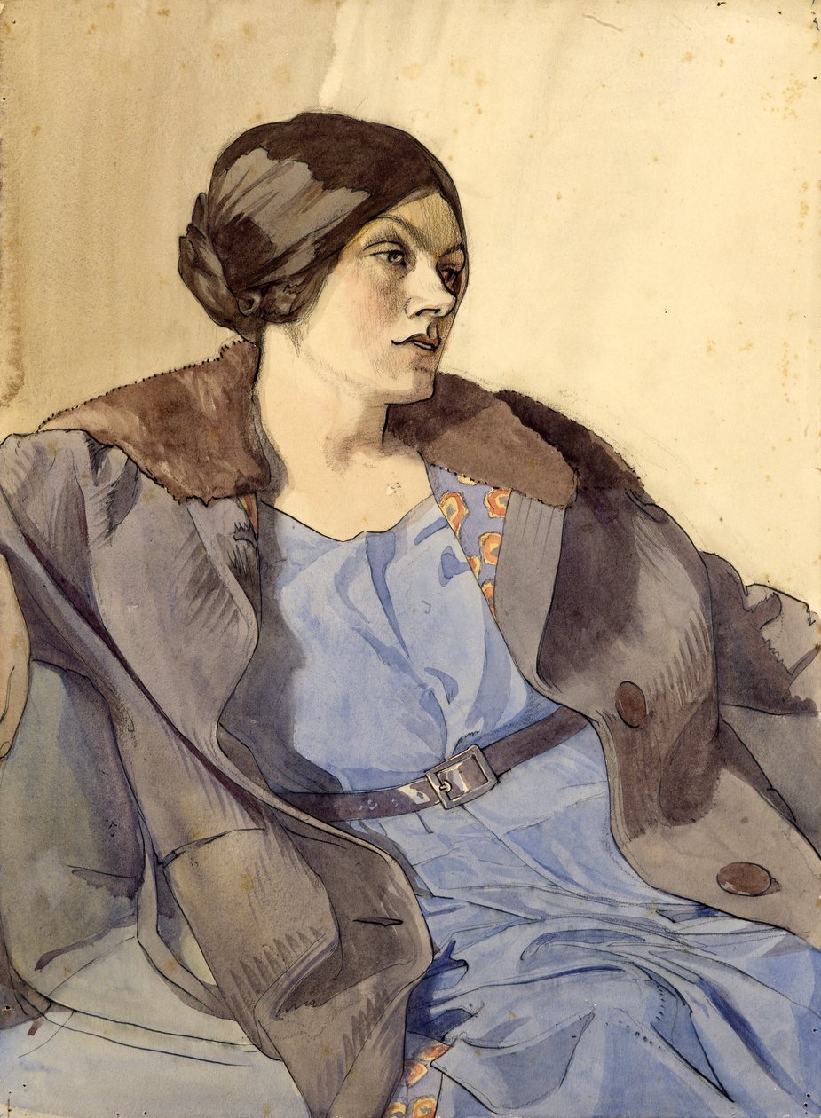 Portræt af kunstnerens kone, Celia Fiennes, slutningen af 1920