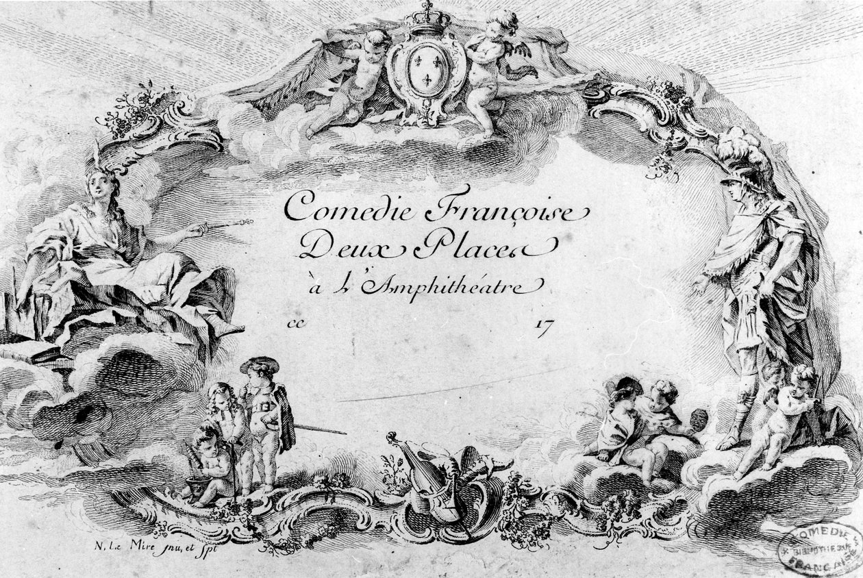 Billet med adgang for to personer til pladser i Amphitheatre of the Comédie Française af Noël Le Mire