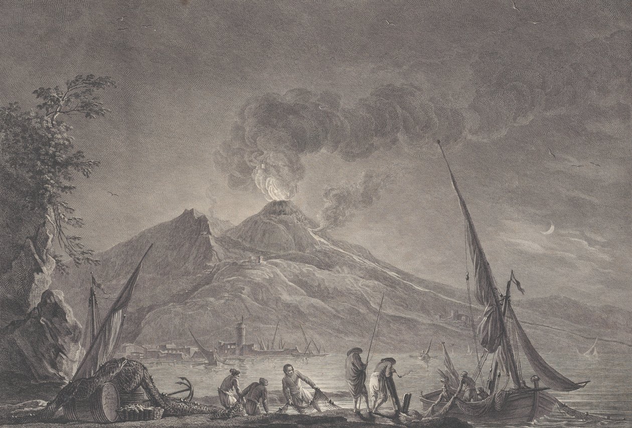 Udsigt over Vesuv, som det var i 1757, 1762. af Noël Le Mire