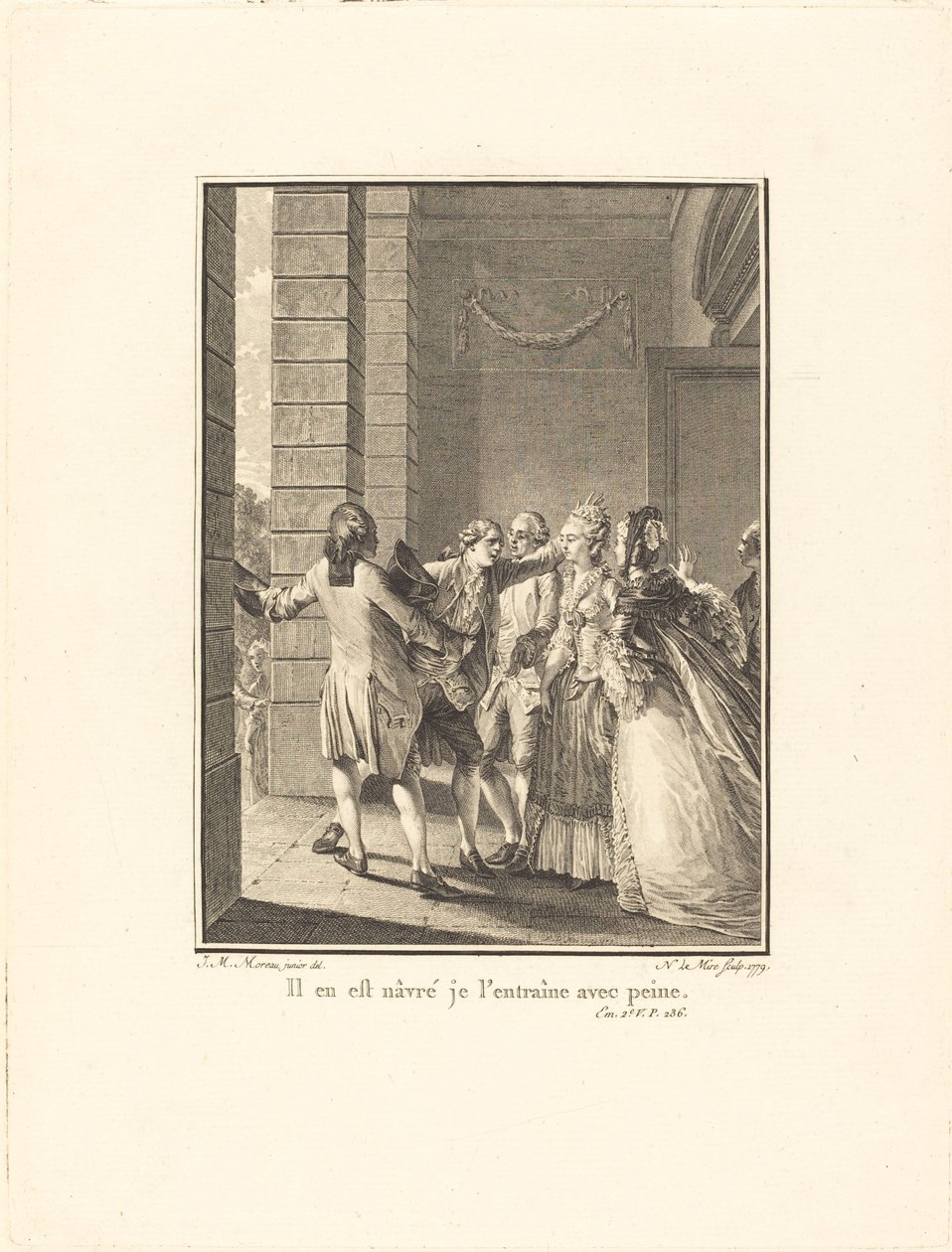 Han er ked af det, jeg træner ham med besvær af Noël Le Mire after Jean Michel Moreau