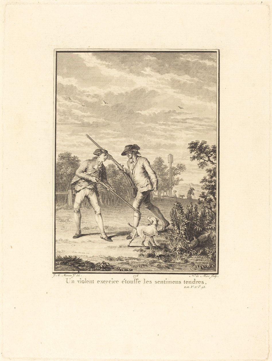 Voldelig træning kvæler ømme følelser af Noël Le Mire after Jean Michel Moreau