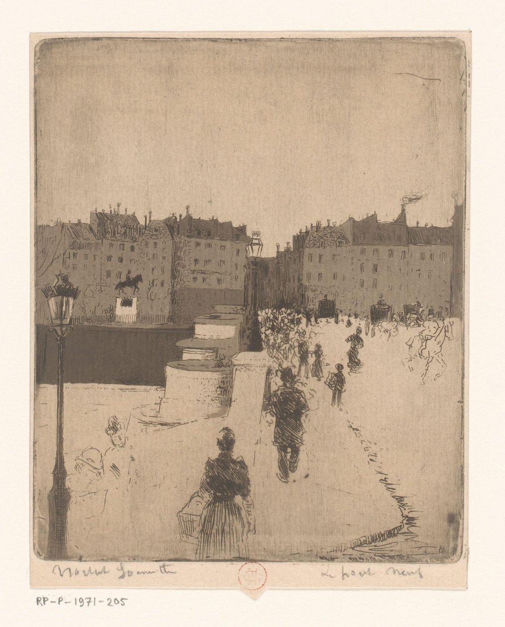 Udsigt over Pont Neuf i Paris Le Pont Neuf (titel på objekt) af Norbert Goeneutte