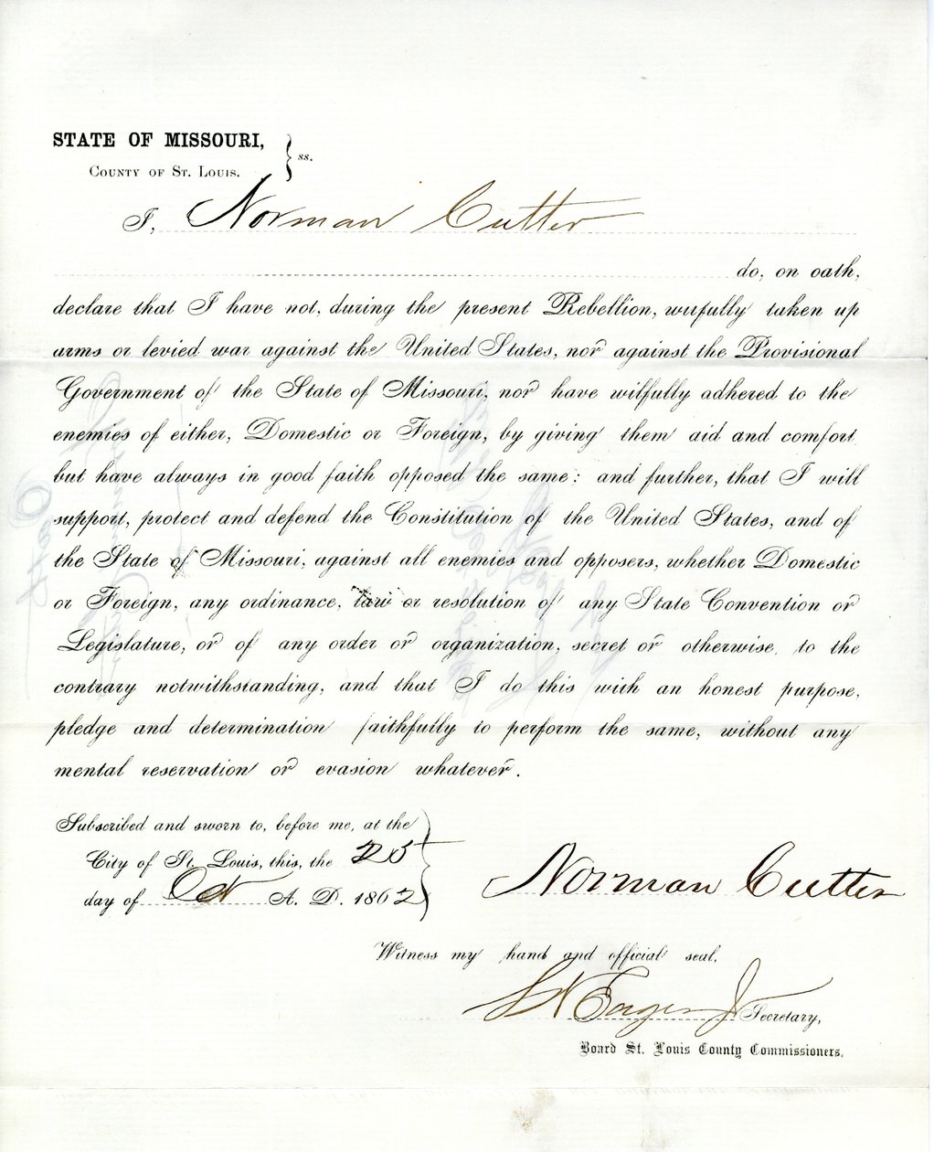 Loyalitet ed af Norman Cutter fra Missouri, County of Louis af Norman Cutter