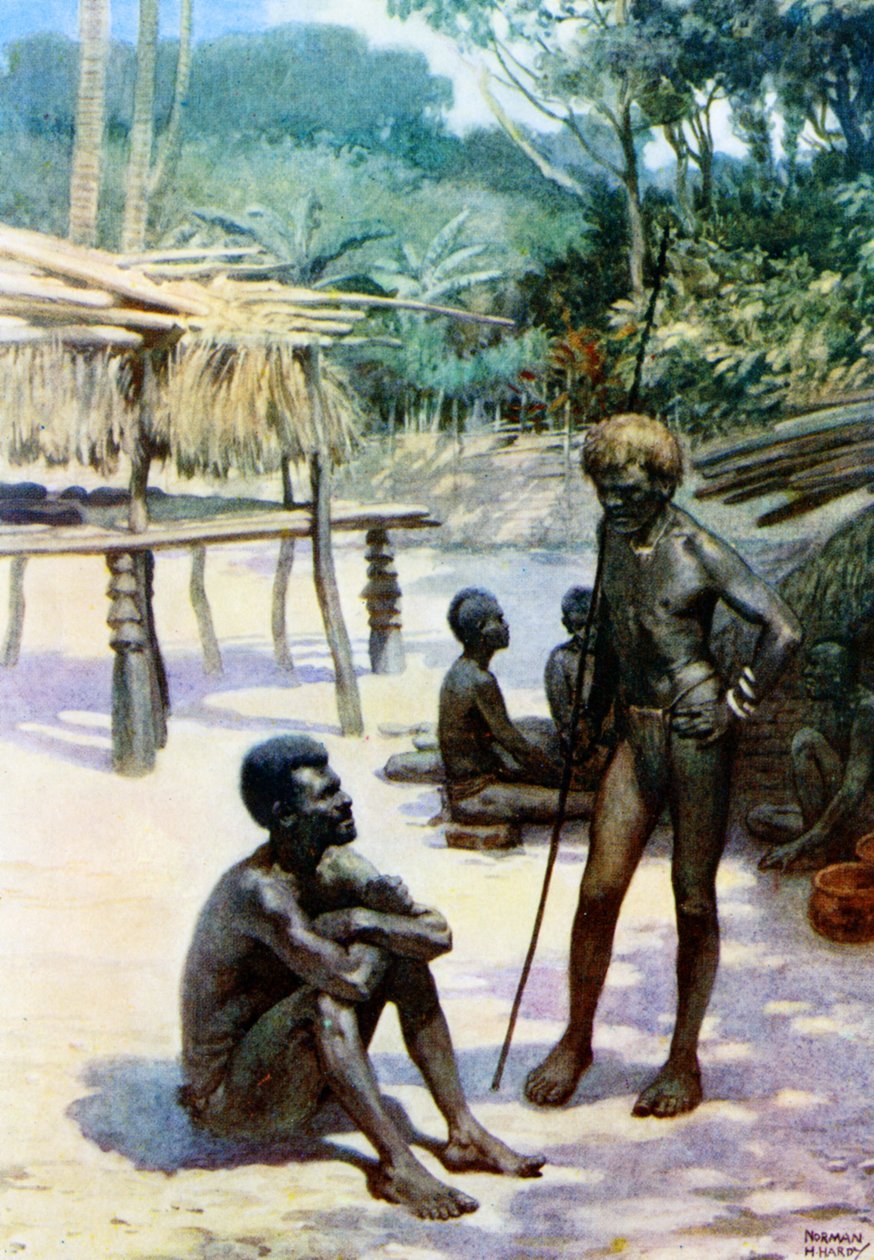 "En yamsskure og indfødte", Espiritu Santo, De Nye Hebrider, 1908 af Norman Hardy