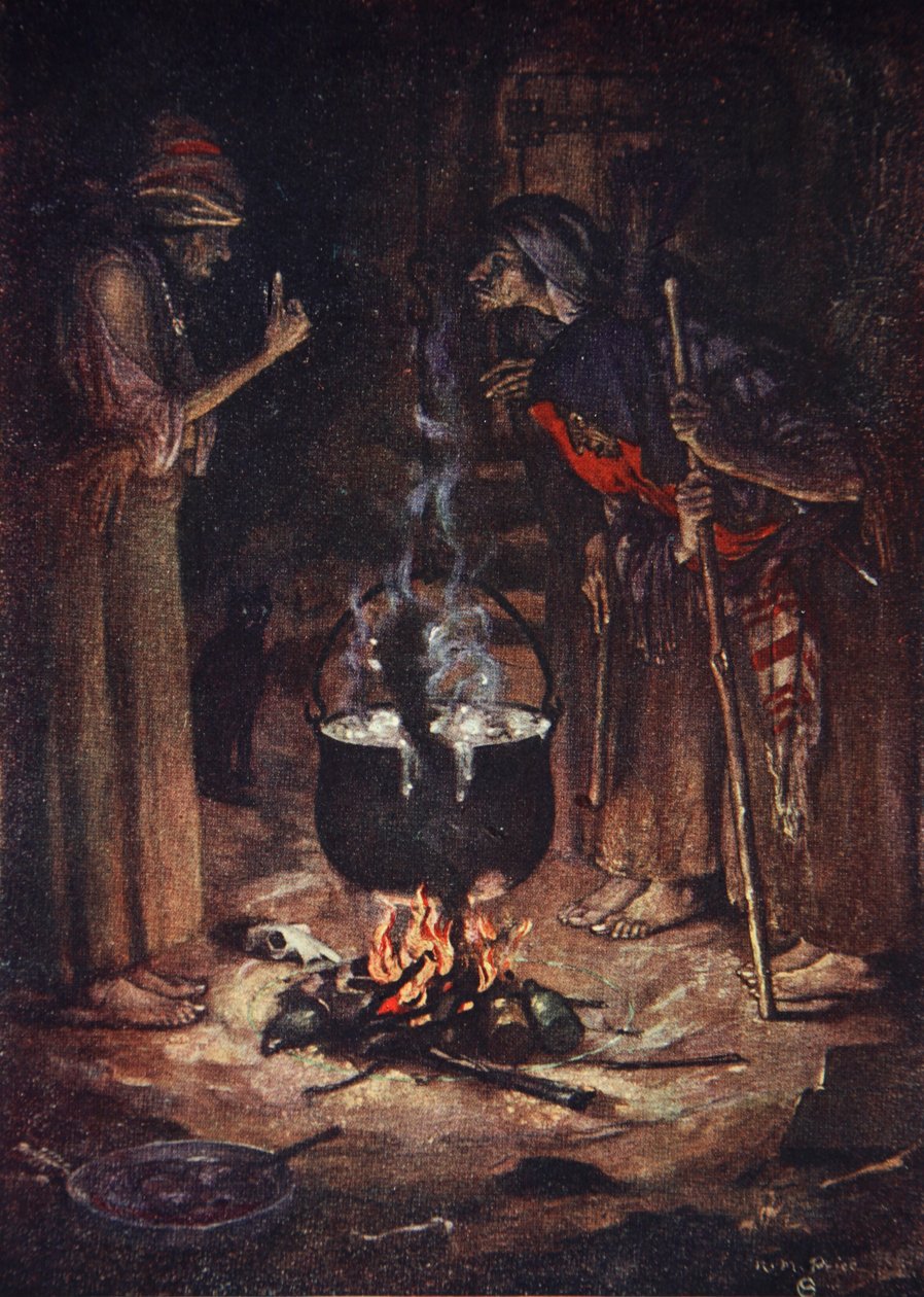 The Weird Sisters, Macbeth, Act IV Scene 1, illustration fra 