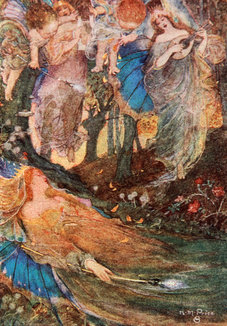 Titania sleeps, Midsummer Nights Dream, Act II Scene 2, illustration fra 