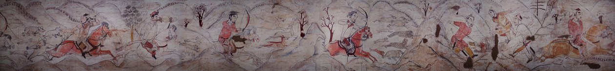 Vægmaleri fra en grav fra det nordlige Qi -dynasti i Jiuyuangang, Xinzhou af Northern Qi Dynasty Chinese Scool