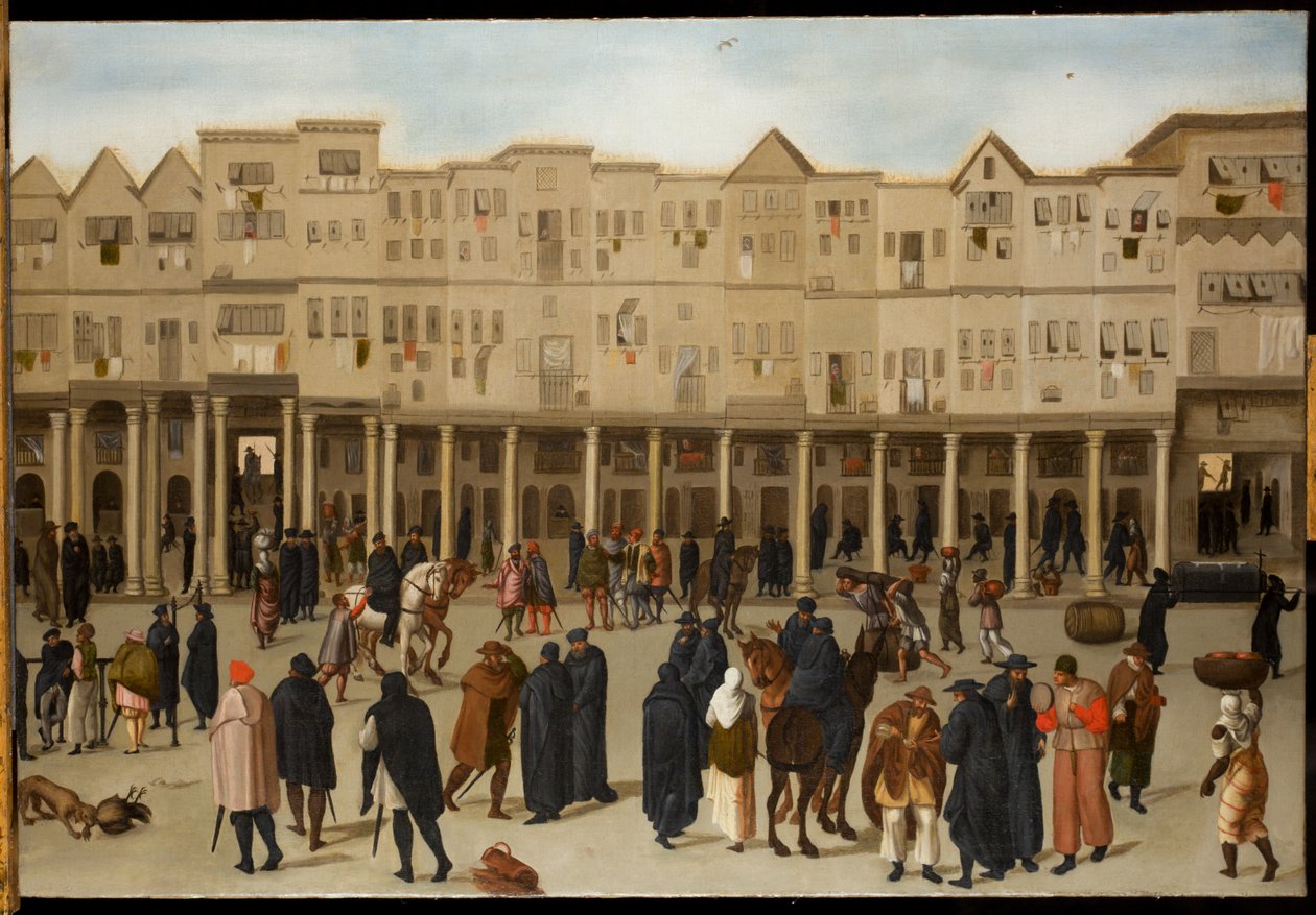 Bybillede i Lissabon (olie på lærred) af Northern European School