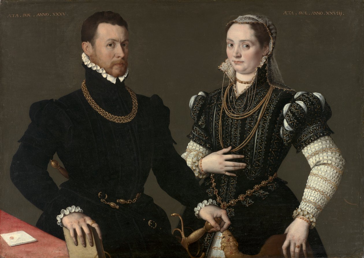 Portræt af et par, ca. 1580-1588 (olie på lærred) af Northern Italian School