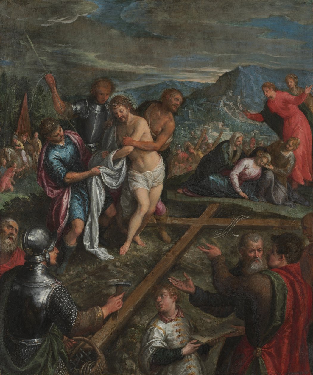 Forberedelse til korsfæstelsen, ca. 1600 (olie på kobber) af Northern Italian School