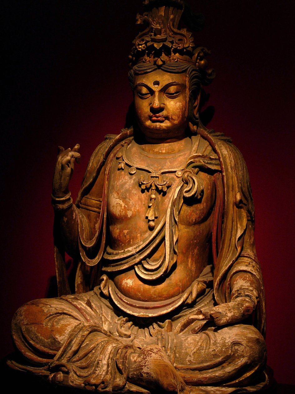 Malet træskulptur af Boddhisatva, Song-dynastiet (960-1279), Shanghai Nationalmuseum. Fotografi, Leonard de Selva, Kina, 2006. af Northern Song Dynasty Chinese School