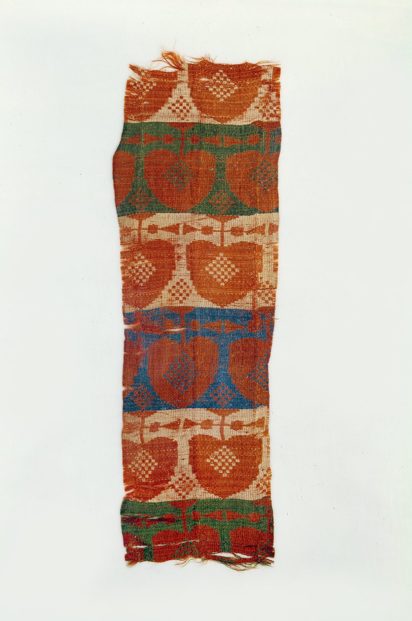 Bånd med dekorative motiver af stiliserede træer (silkebrokade) af Northern Wei Dynasty Chinese School