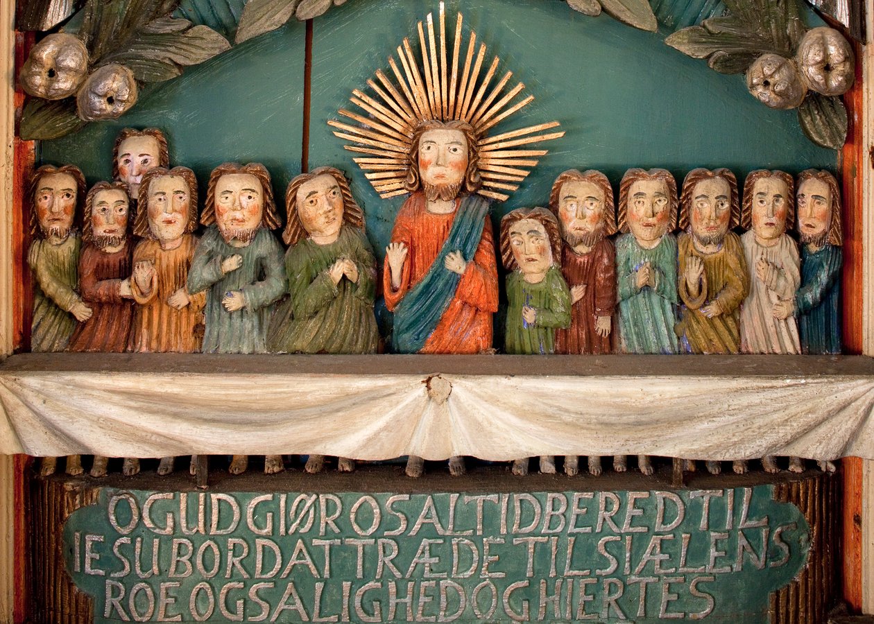 Sidste nadver, detalje af altertavlen (malet træ) af Norwegian School