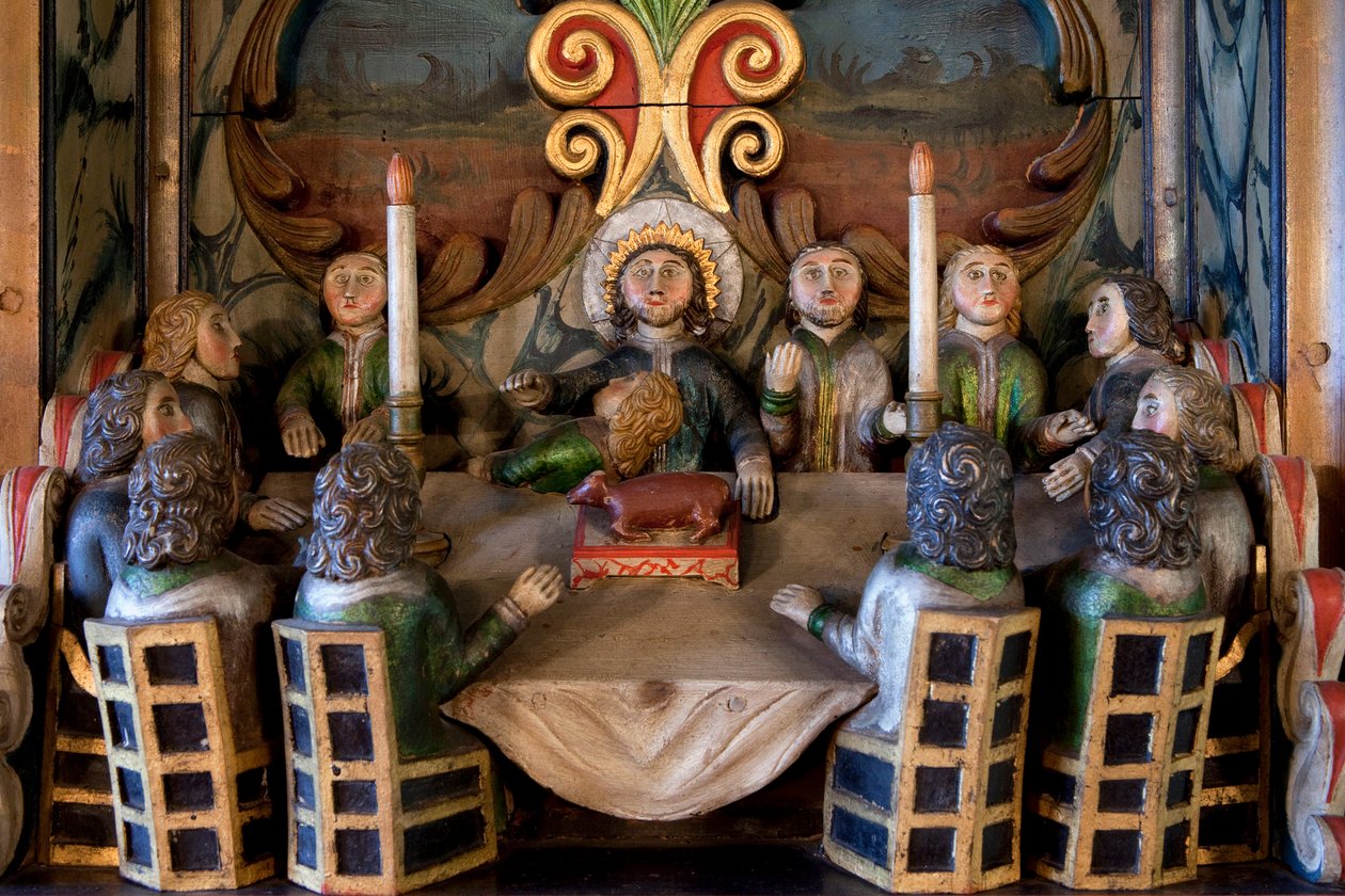 Den sidste nadver, detalje fra en altertavle, Mo I Rana kirke af Norwegian School