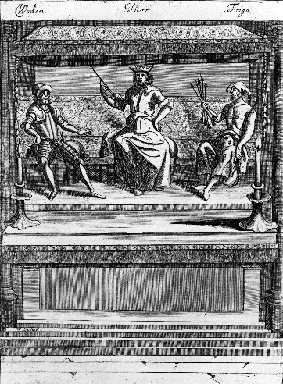 Woden, Thor og Friga, 1670-1680 af Norwegian School