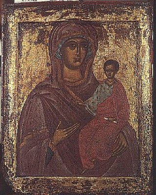Ikon af den velsignede jomfru af Novgorod School