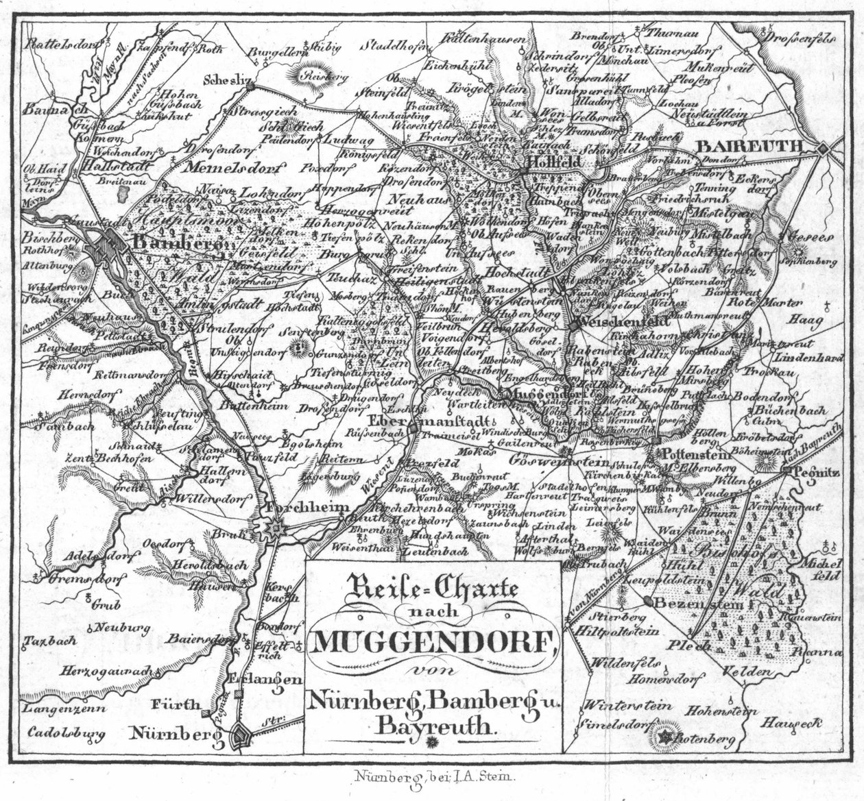 Charter til Muggendorf fra Nürnberg, Bamberg og. Bayreuth af Nürnberg Verlag J. A. Stein