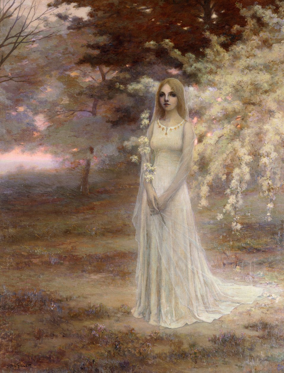 Misty Morning (olie på lærred, indrammet) af Numa Francois Gillet