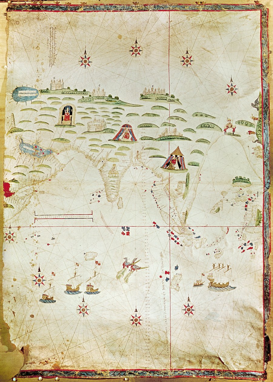 Kort over Molukkerne, 1522 (manuskript på vellum) af Nuno Garcia de Toreno