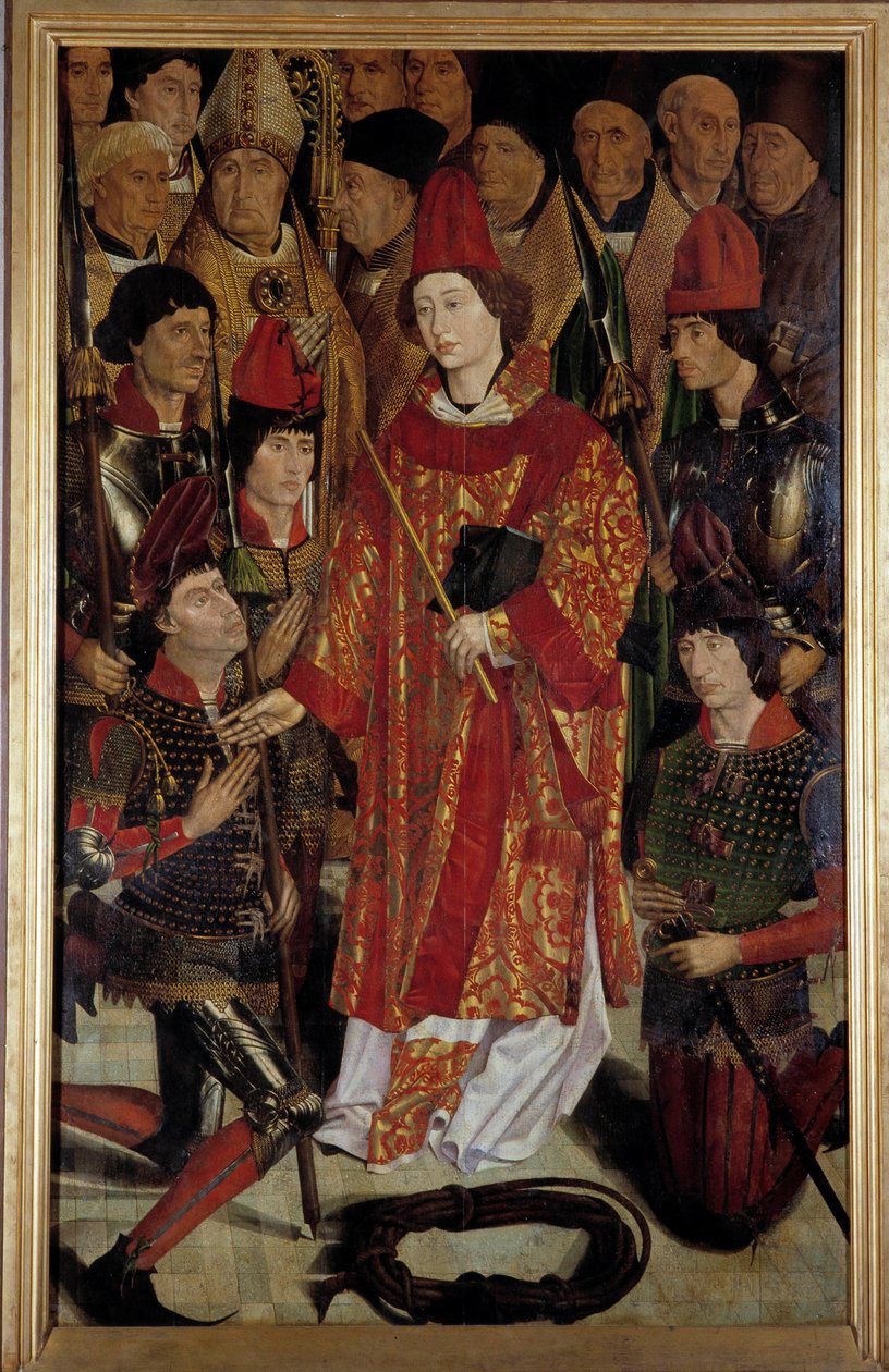 Saint Vincent, protektor for Lissabon Polyptykon af Saint Vincent af Zaragoza omgivet af eveques riddere. Maleri tilskrevet Nuno Goncalves eller Gonzalvez (1400-tallet) National Museum of Ancient Art, Lissabon. af Nuno Goncalves or Gonzalvez