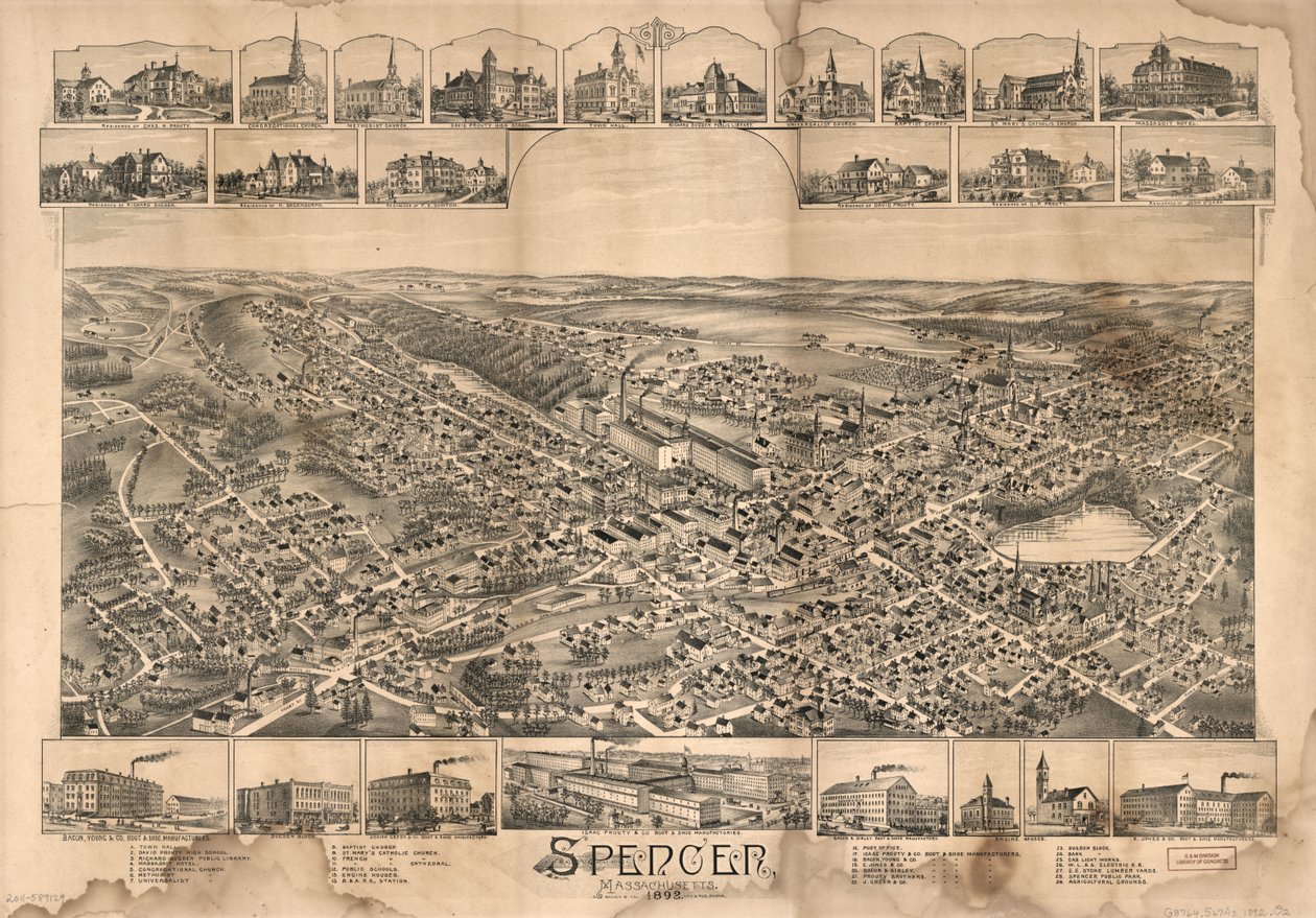 Spencer, Massachusetts, 1892. af O.H. Bailey and Co.
