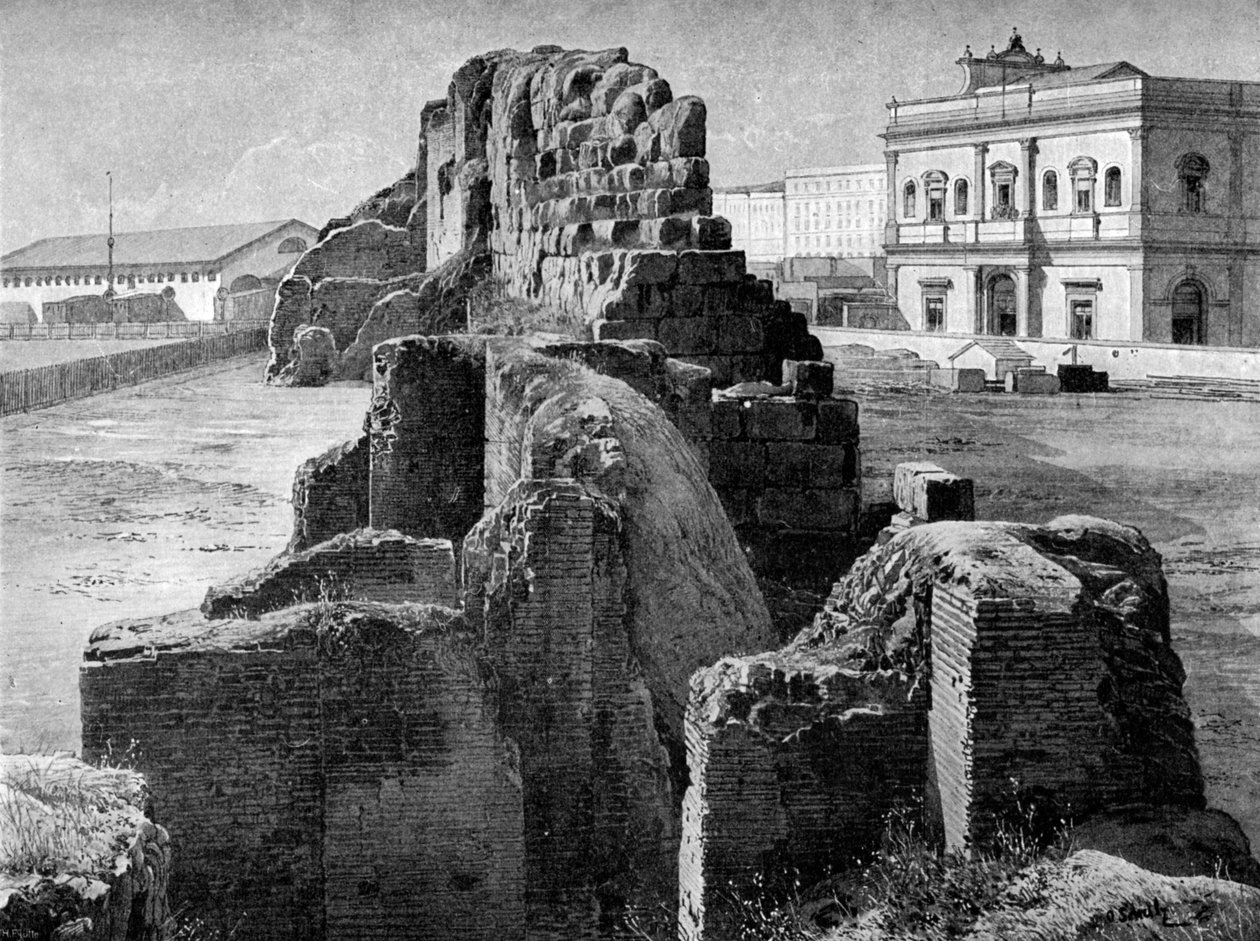 Rester af den Serviske mur nær banegården, Rom, 1902 af O Schulz