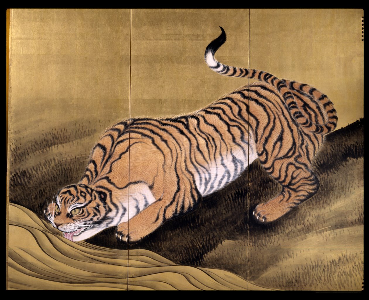 Tigre i et landskab af Obun Kunii