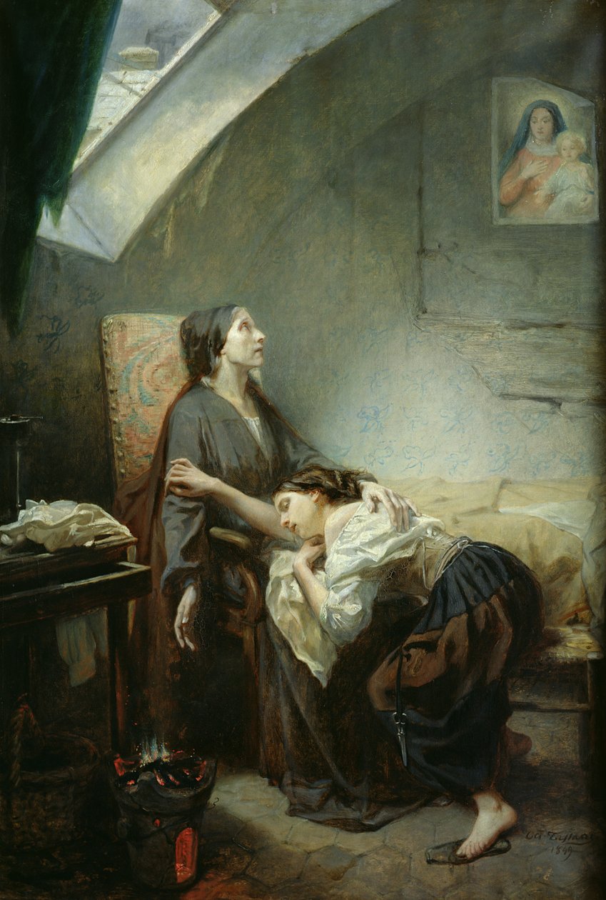 Den fattige familie eller selvmordet, 1849 af Octave Tassaert
