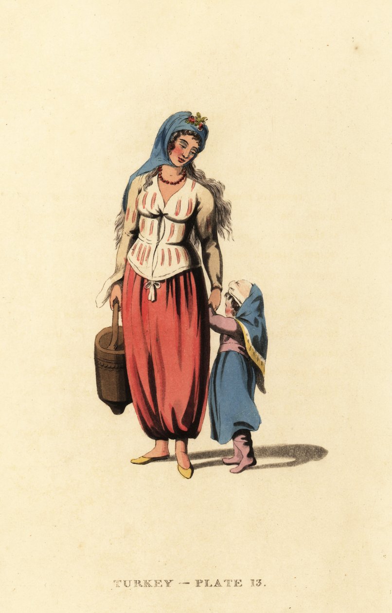 Græsk kvinde med sin datter, Marmara Island af Octavian (after) Dalvimart