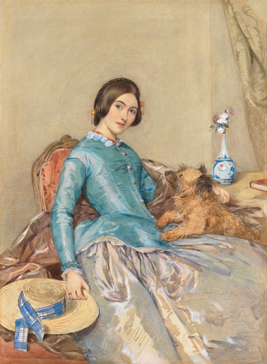 Portræt af Jane, grevinde af Aylesford, 1849 (wc forhøjet med hvid) af Octavius Oakley