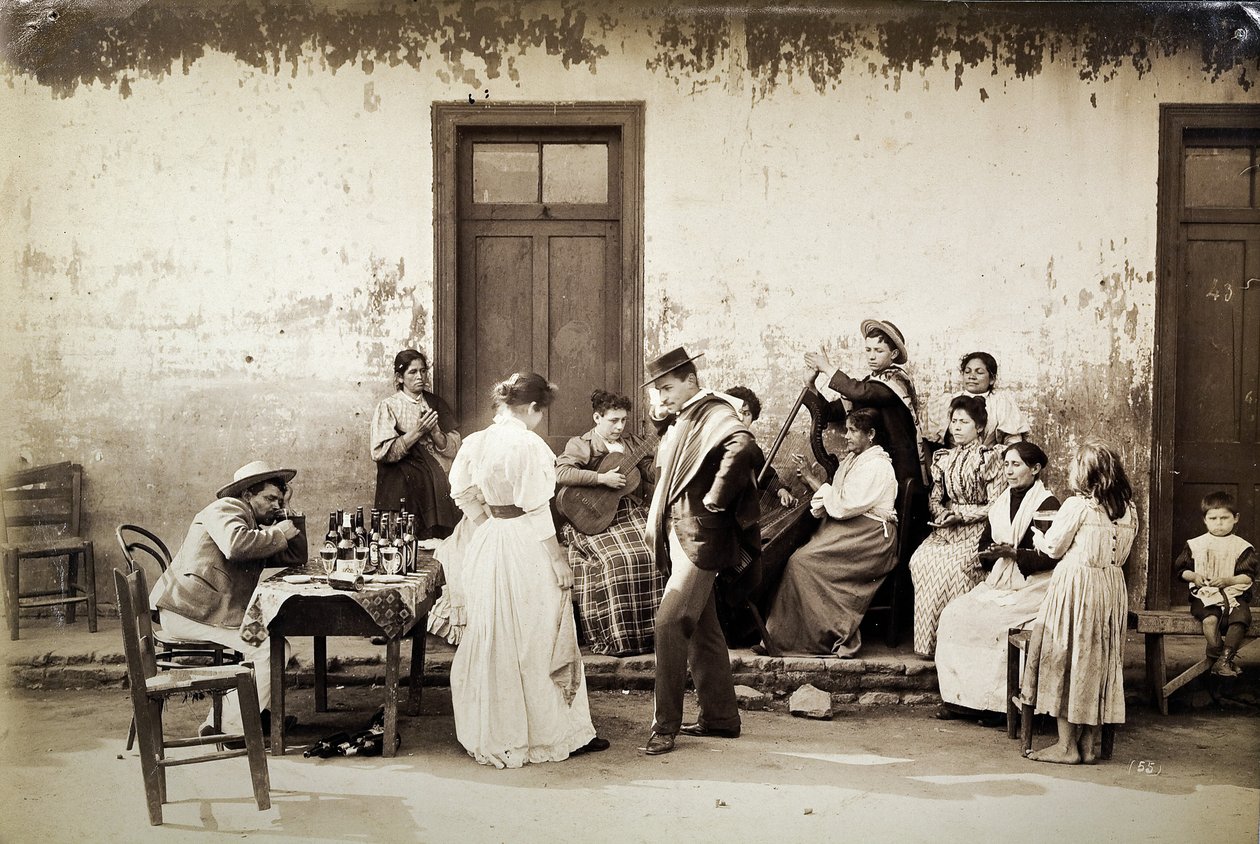 Chilenere danser cueca (gelatinesølvtryk) af Oder W. Heffer