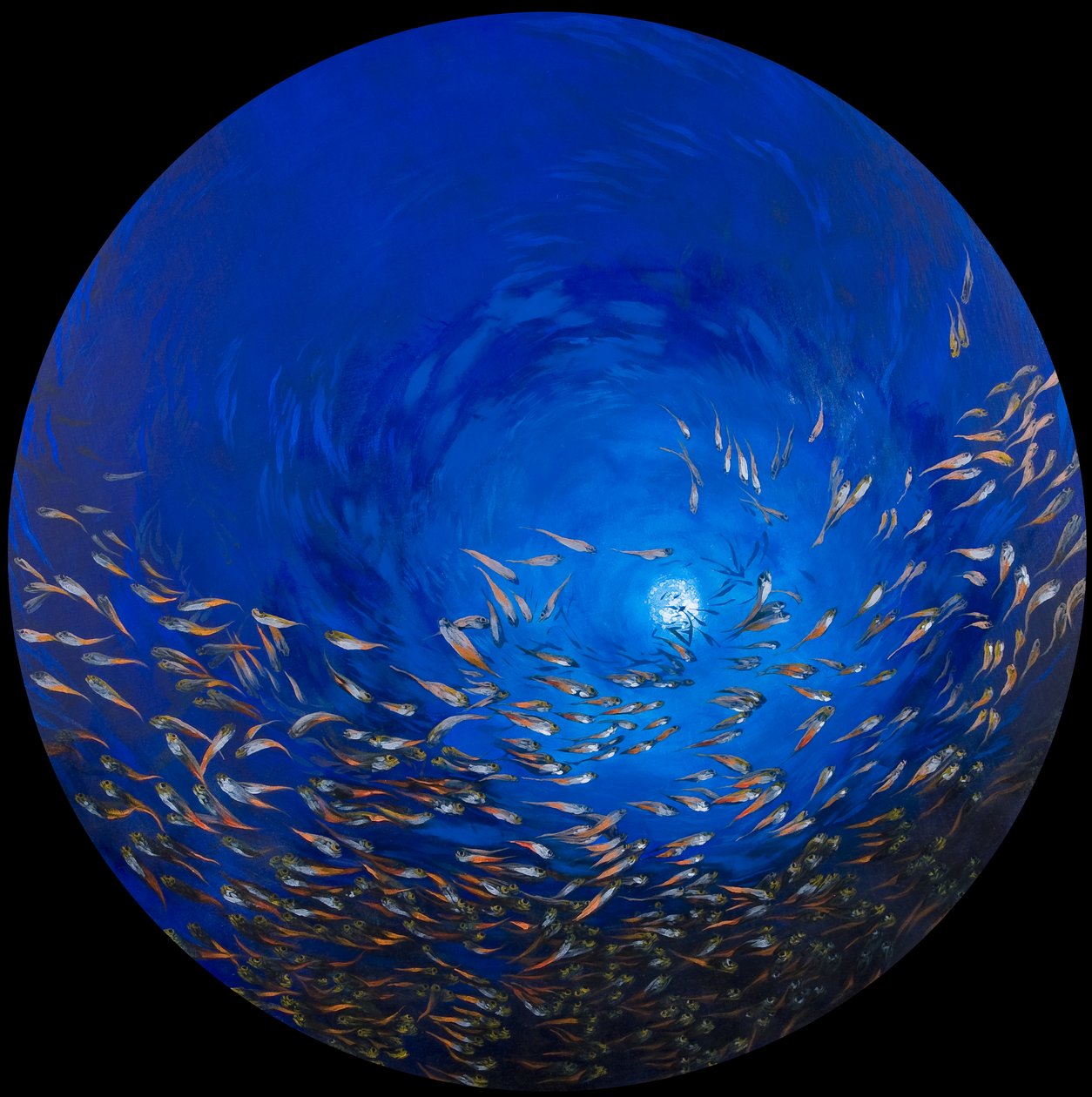 Glasfisk 2, 2009 (akryl på linned på træ) af Odile Kidd