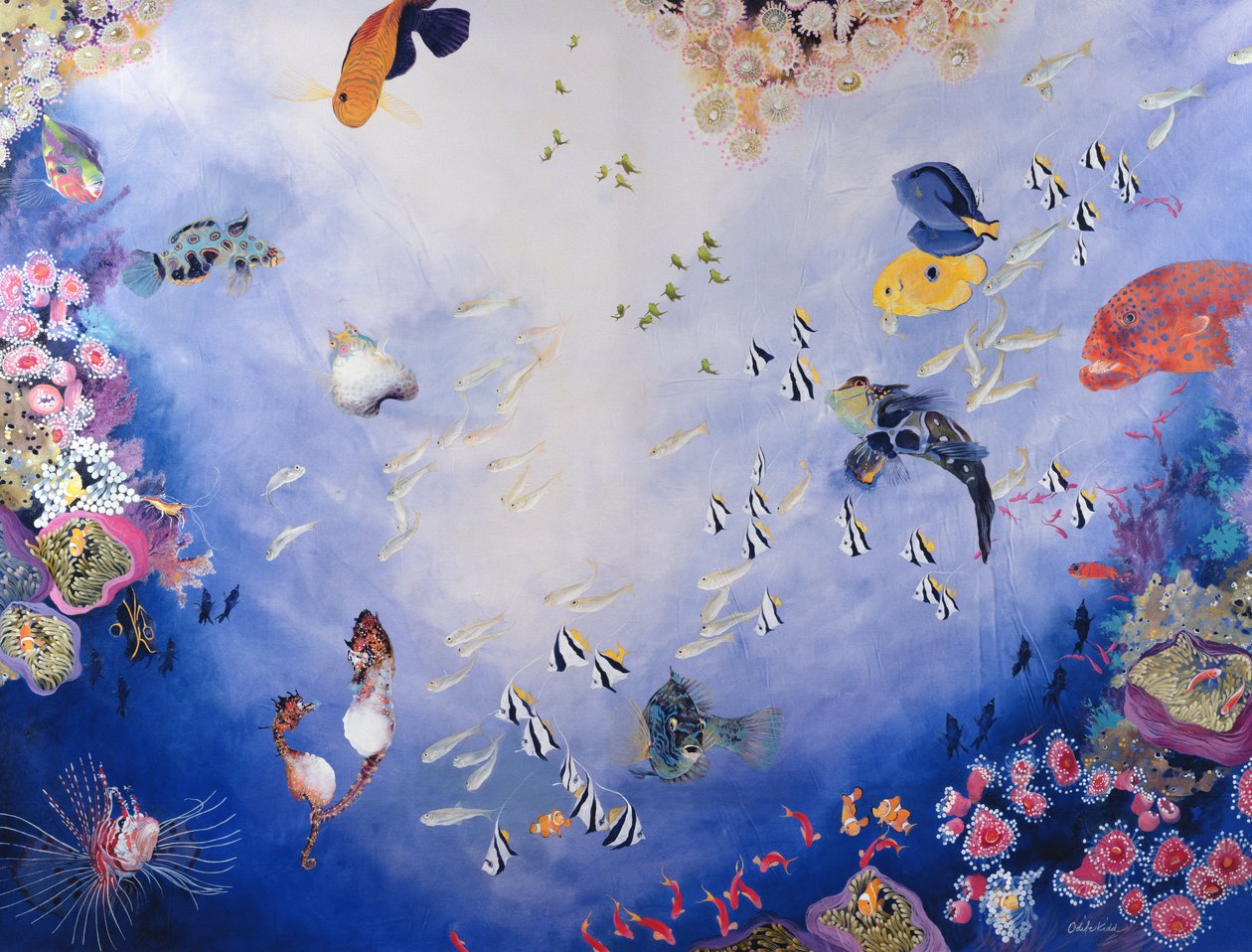 Underwater World IV (akryl på lærred) af Odile Kidd