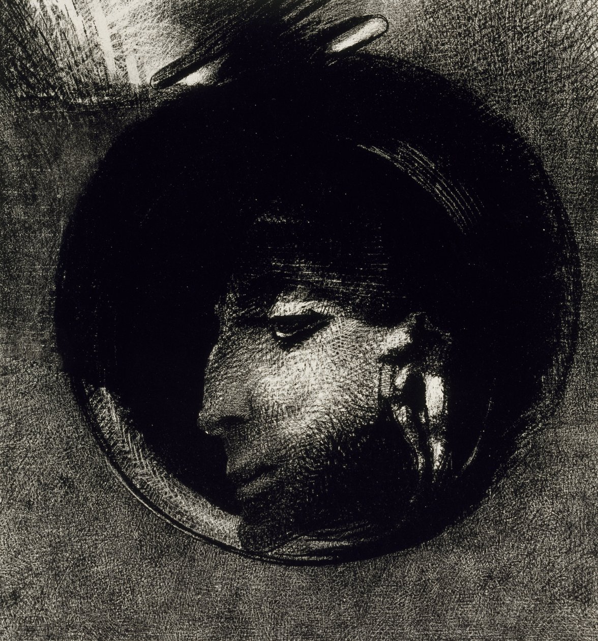 Auricular Cell, 1893 (litho på kinesisk applikeret papir) af Odilon Redon