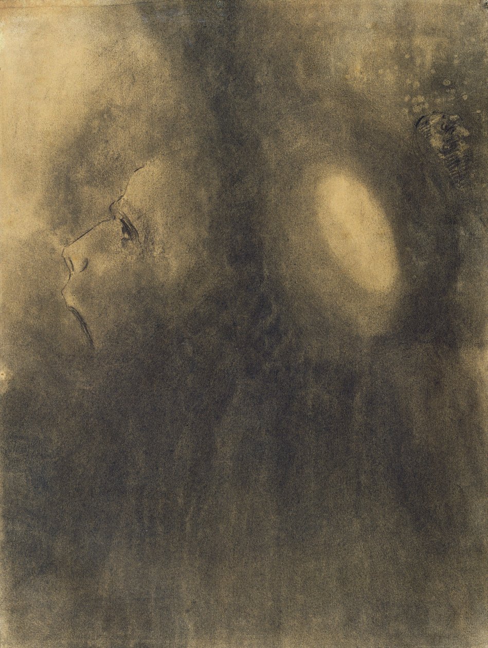 Ecstasy, ca. 1885 (kul på buff-papir) af Odilon Redon