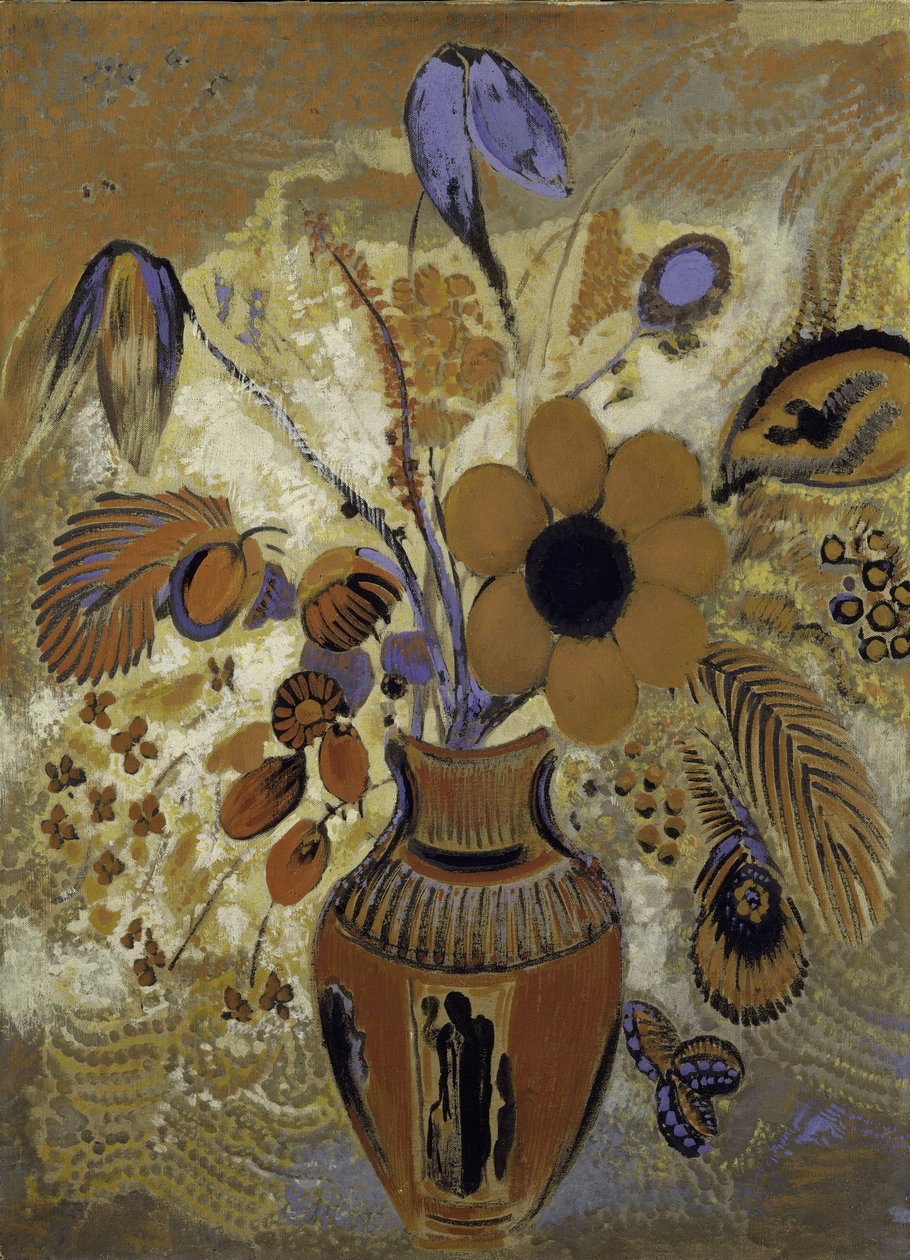 Etruskisk vase med blomster, 1900-10 af Odilon Redon