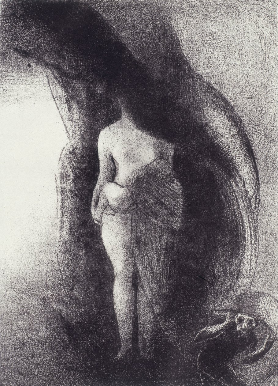 Jeg er stadig den store Isis! Ingen har endnu løftet mit slør! Mit afkom er solen! for La Tentation de Saint-Antoine, Tavle XVI, n.d. af Odilon Redon