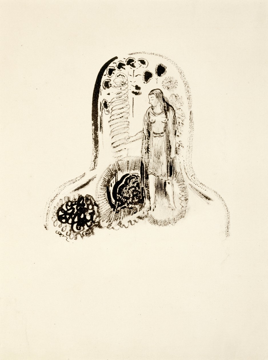 Ung pige i en blomsterhave, 1896-1900 af Odilon Redon