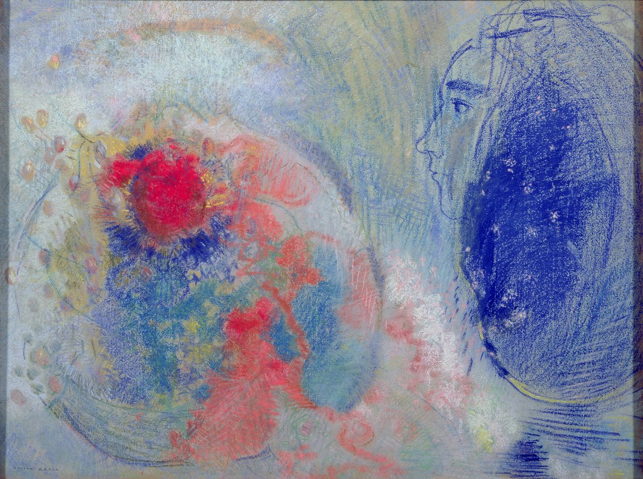 Nat og dag, 1908-11 (pastel på papir) af Odilon Redon