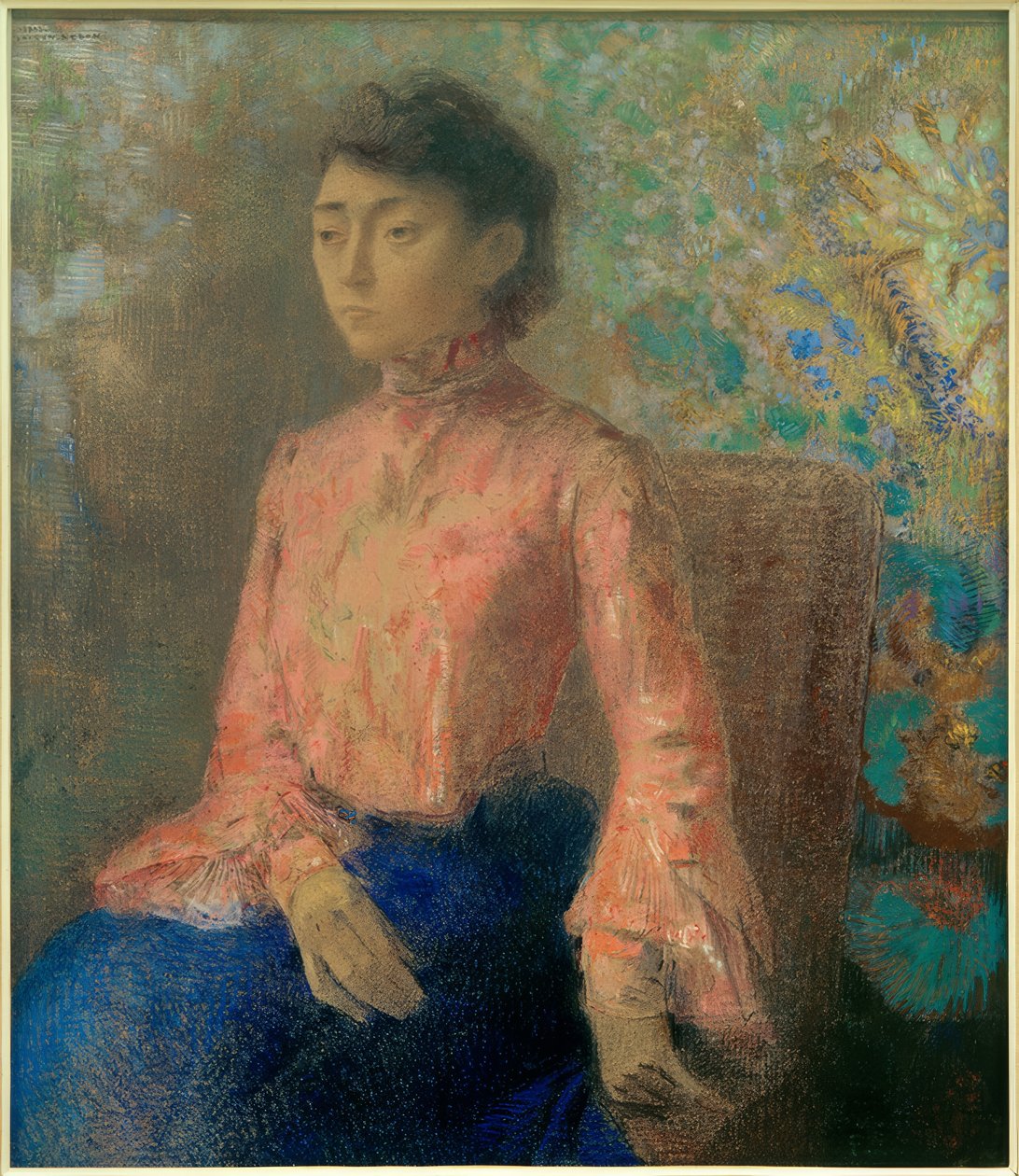 Portræt Mademoiselle Chaine af Odilon Redon