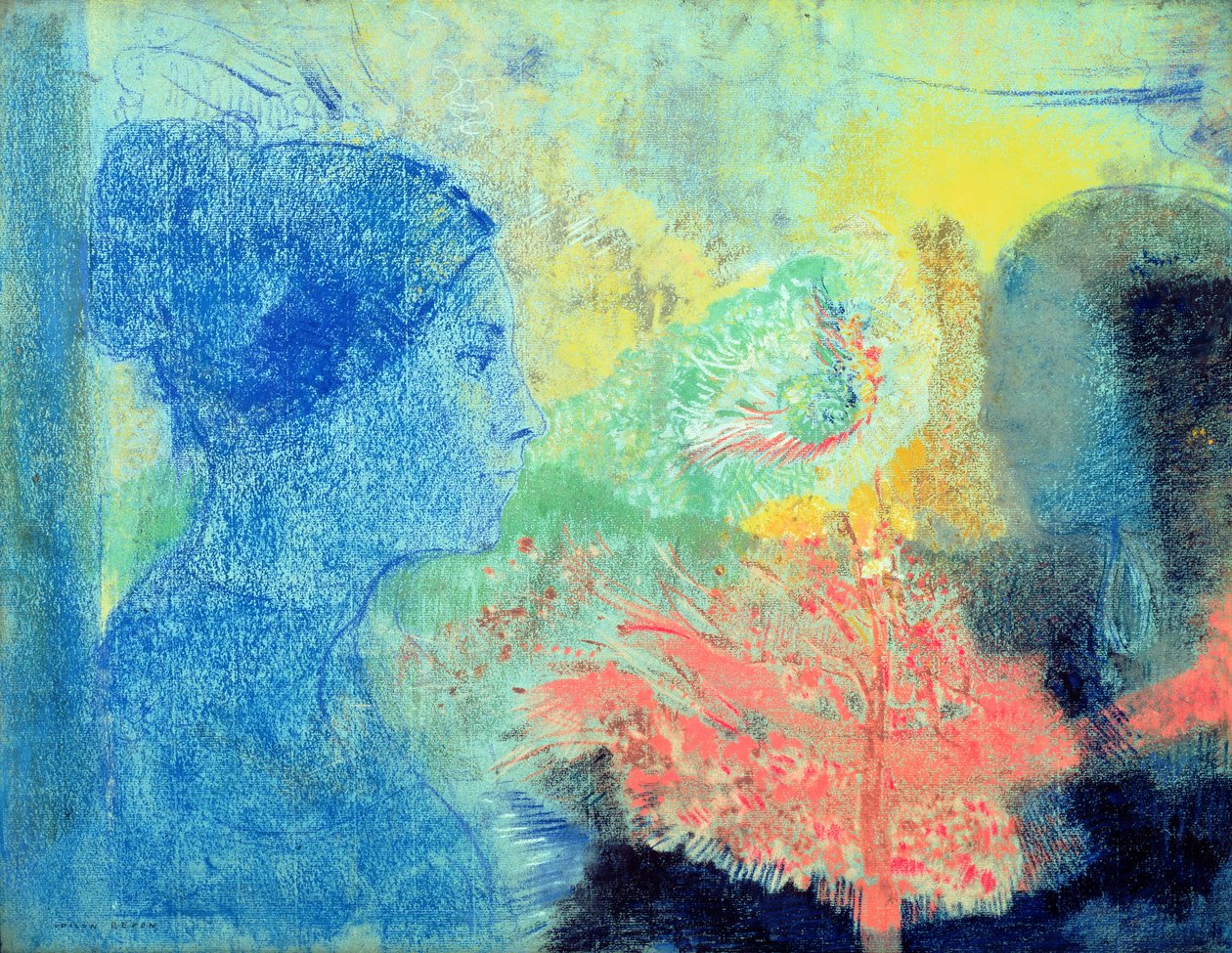 Shades of Sleep (pastel på papir af Odilon Redon