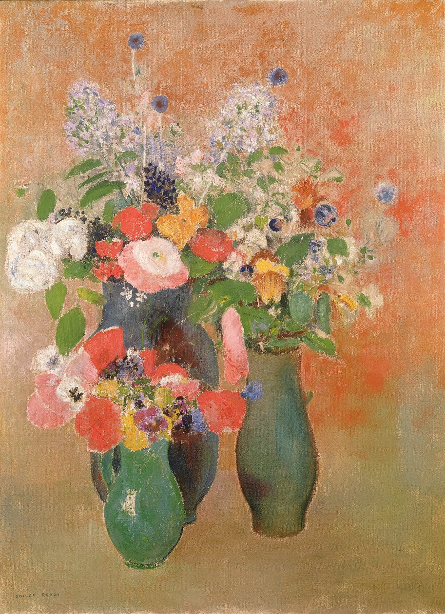 Blomsterstilleben, 1910 af Odilon Redon