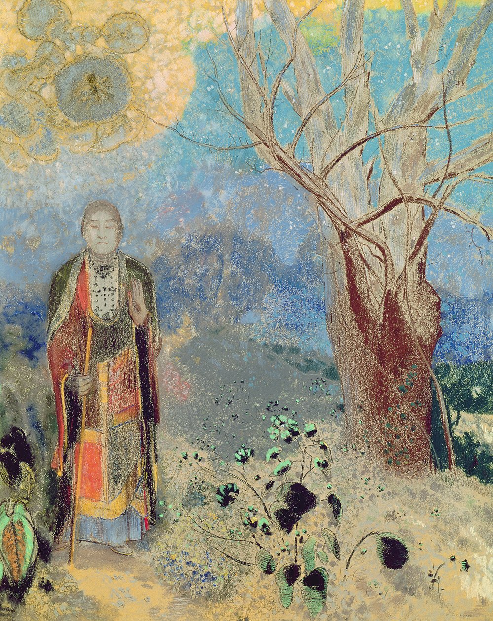 Buddha, ca. 1905 (pastel på papir) af Odilon Redon